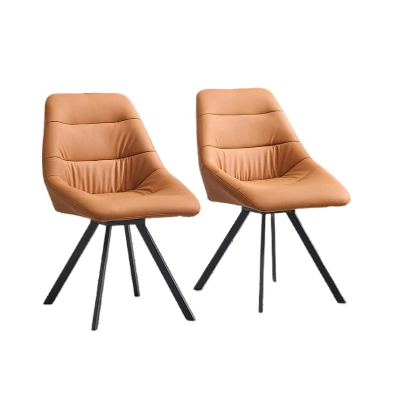 Modern Fabric Dining Chairs, Thick Cushion & Metal Legs, Set of 2 - Black - Set of 2