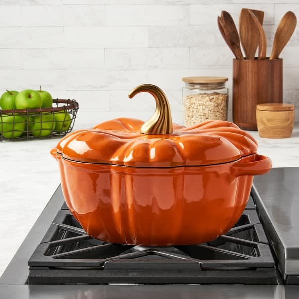 4Qt Enamel Cast Iron Dutch Oven Orange Pumpkin Bed Bath & Beyond