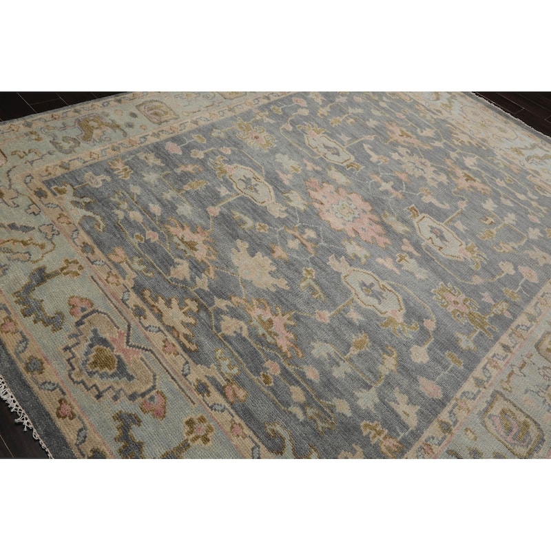 LoomBloom Muted Turkish Oushak Hand Knotted Area Rug Slate Color