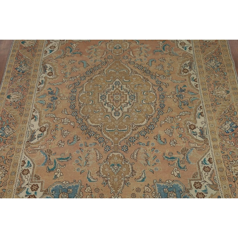 Tabriz Persian Vintage Area Rug Hand-Knotted Traditional Wool Carpet - 7'7" x 11'2"