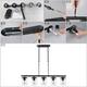 Modern Farmhouse 5-Light 36.8" Linear Clear Glass Island Black Chandelier for Dining Room