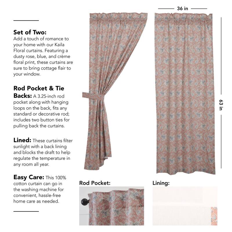 Kaila Floral Short Panel Set of 2 63x36
