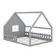 preview thumbnail 5 of 10, Full Size Wood House Bed with Window and Fence,