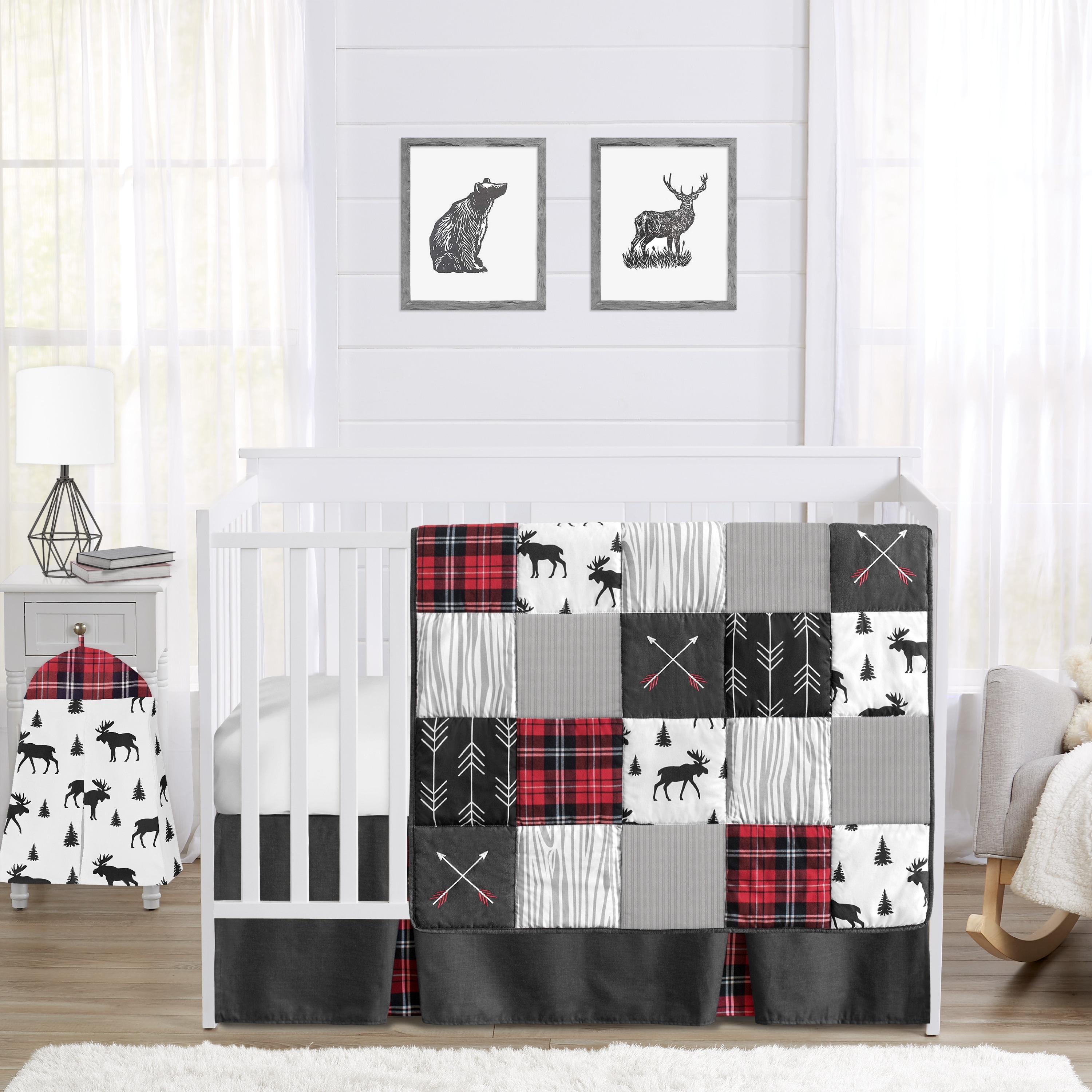 Red and black shop buffalo plaid crib skirt
