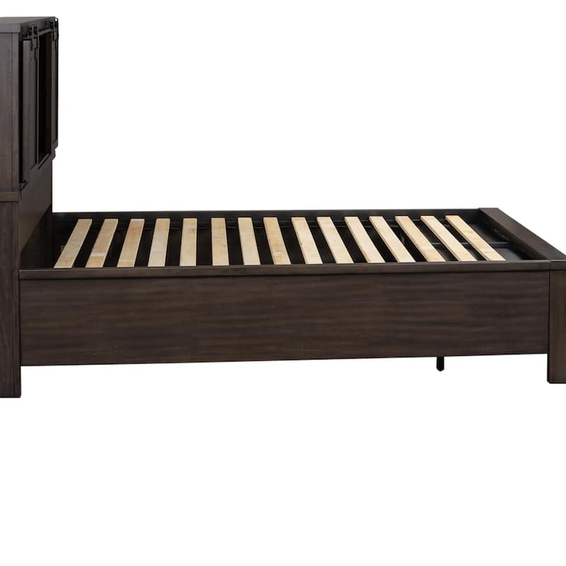 Thornwood Hills Rock Beaten Gray with Saw Cuts Queen Bookcase Bed