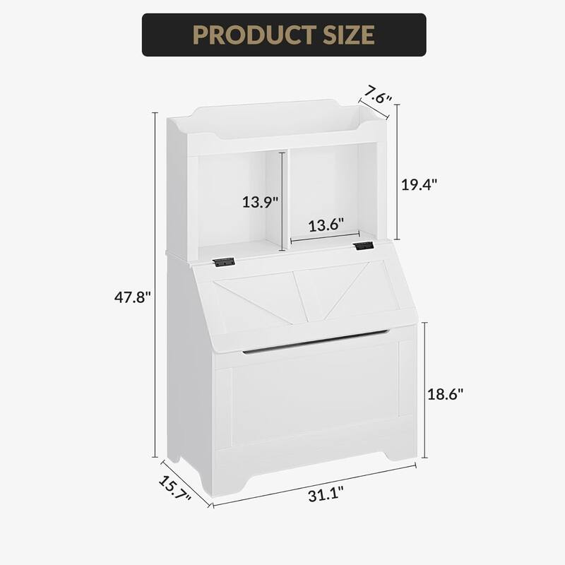 Kids Bookshelf and Storage Organizer, Box Chest with -Top Lid, Toddler Bookcase Cabinet - White