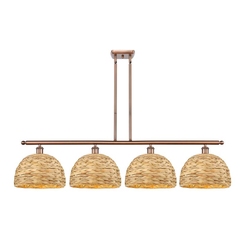 Innovations Lighting 516-4I-12-50 Woven Rattan Linear Woven Rattan 4 - Antique Copper / Natural