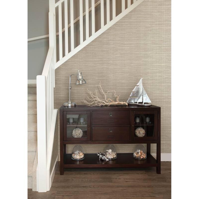 Warner Bay Ridge Neutral Faux Grasscloth Wallpaper