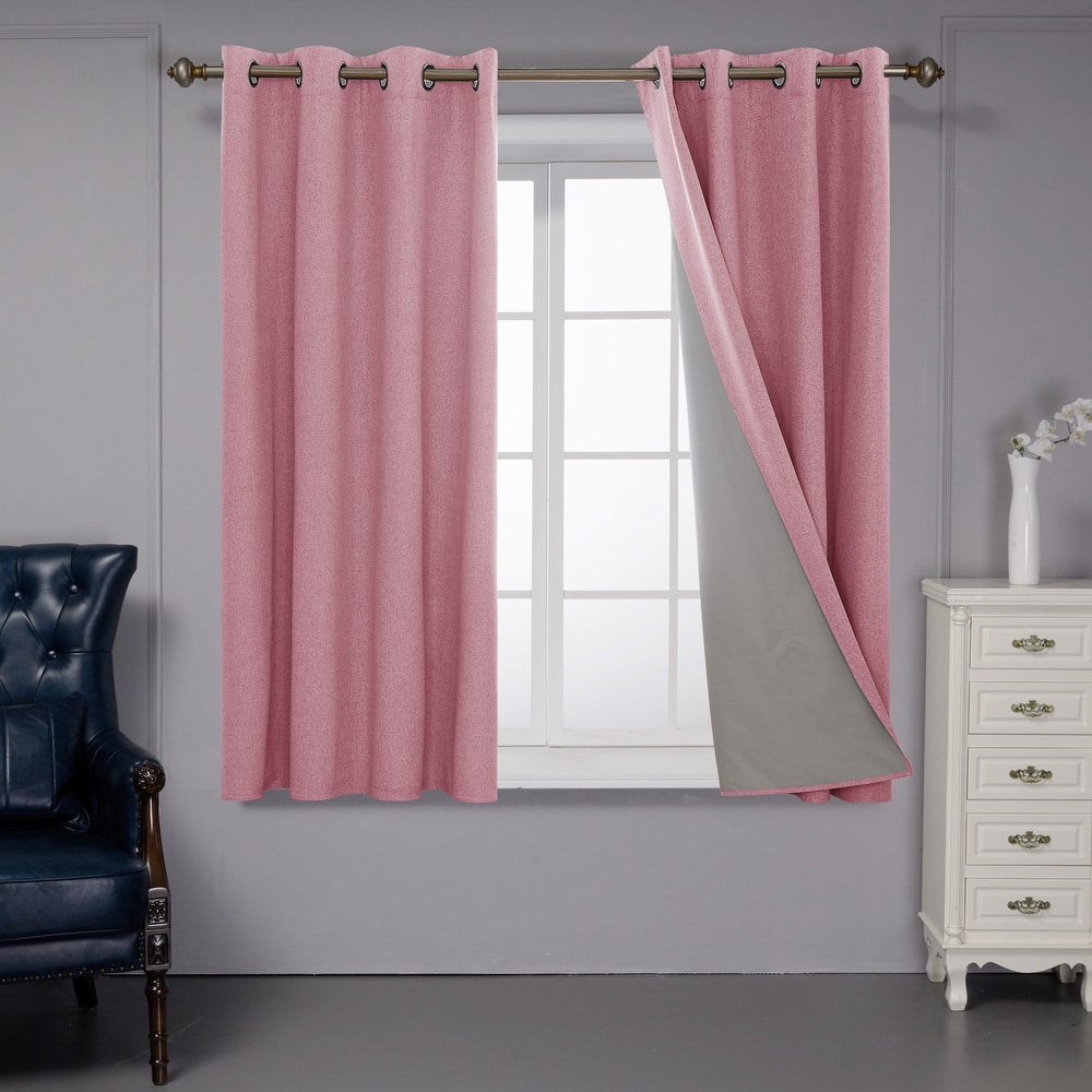 Deconovo Faux Linen Total Blackout with Coating Curtains (2 Panel)