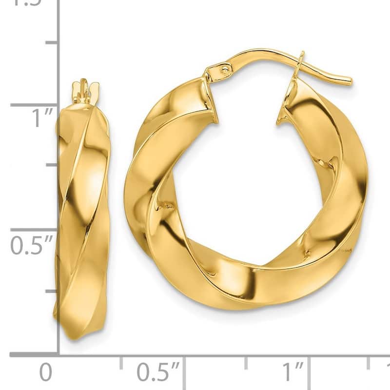 Curata 10k Yellow Gold Polished 22x5.25mm Twisted Round Hoop Earrings