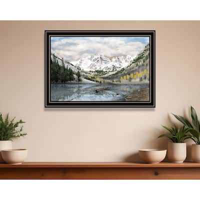 HomeRoots Snowy Mountain Landscape Black Framed Wall Art