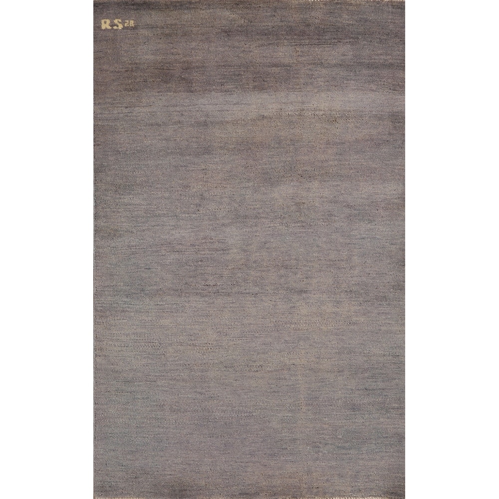 Modern Gabbeh Oriental Foyer Rug Grey Handmade Wool Carpet - 3'0"x 4'10"
