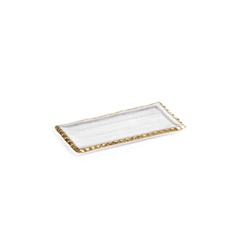 Cassiel Rectangular Trays with Jagged Gold Rim, Set of 2