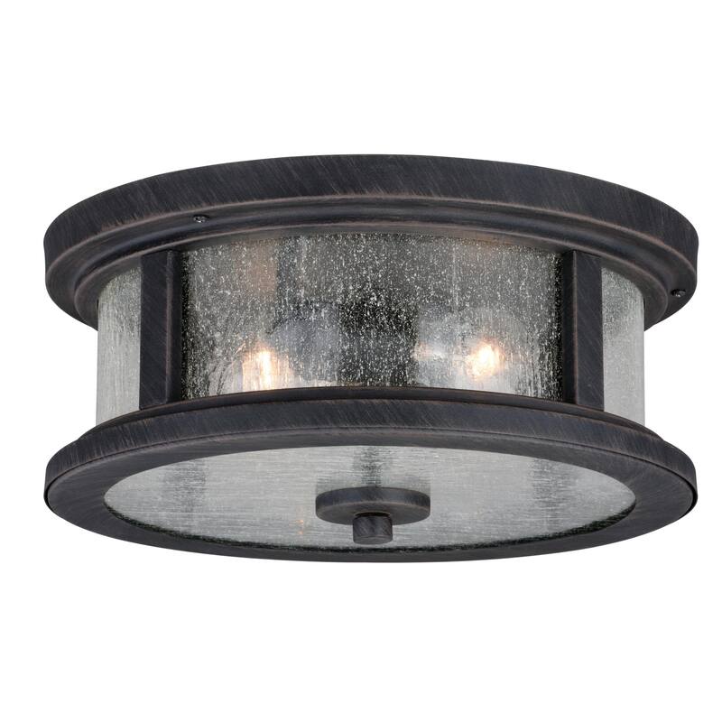 James Allan Andres 2 Light 13" Wide Outdoor Flush Mount Drum Ceiling - Rust Iron