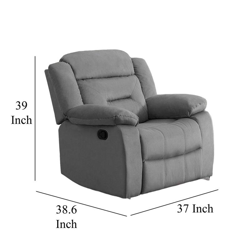 Niko Manual Recliner Chair, Soft Tufted Light Gray Velvet, Solid Wood
