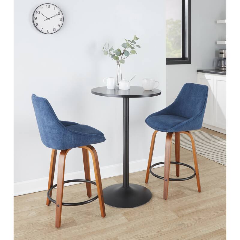Carson Carrington Alba 24" Fixed-Height Upholstered Counter Stool with Bent Wood Legs & Round Footrest (Set of 2)
