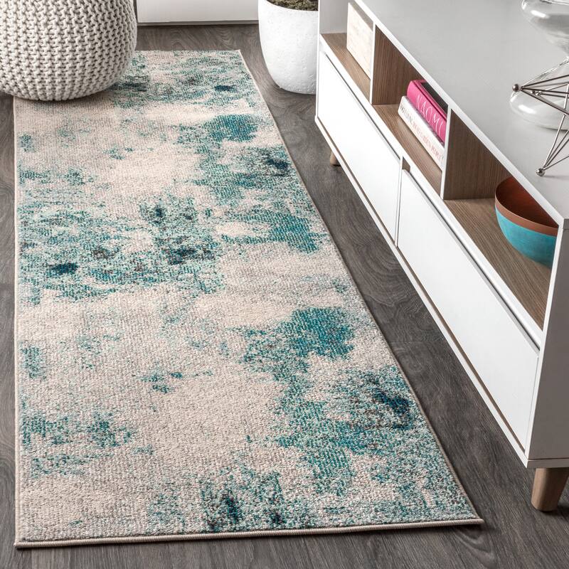 JONATHAN Y Groovy POP Modern Abstract Vintage Area Rug - 2 X 8 - Cream/Blue