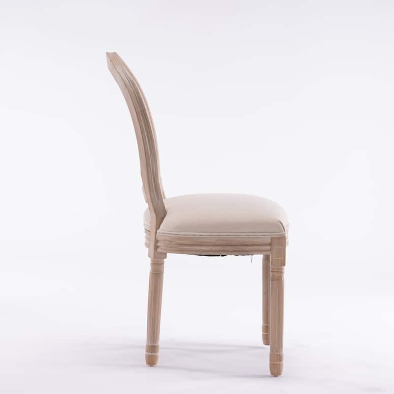 Linen Solid Wood 2 Piece Kitchen Dining Chair with Cushion, Rattan Back for Dining Room Kitchen Living Room Bedroom