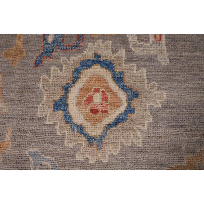 Grey Oushak Turkish Area Rug Hand-Knotted Vegetable Dye Wool Carpet - 8'4" x 9'11"