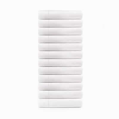 Cotton Blend Hotel Quality White Flat Bed Sheet Set of 12 by Superior