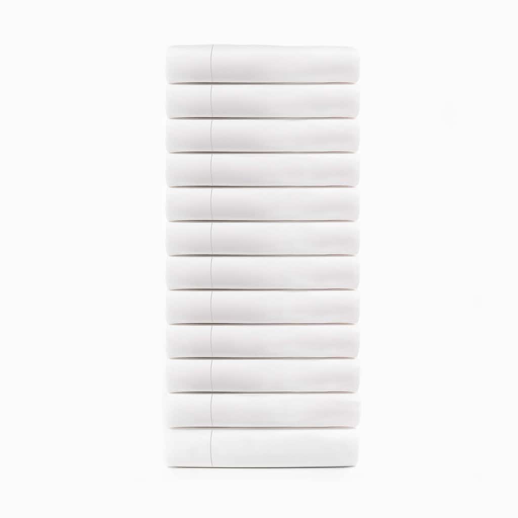 Cotton Blend Hotel Quality White Flat Bed Sheet Set of 12 by Superior