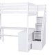 preview thumbnail 27 of 32, Full Size Loft Bed with Built-in L-Shaped Desk, Three-Tier Storage Shelves, and Attached Storage Staircase, Grey