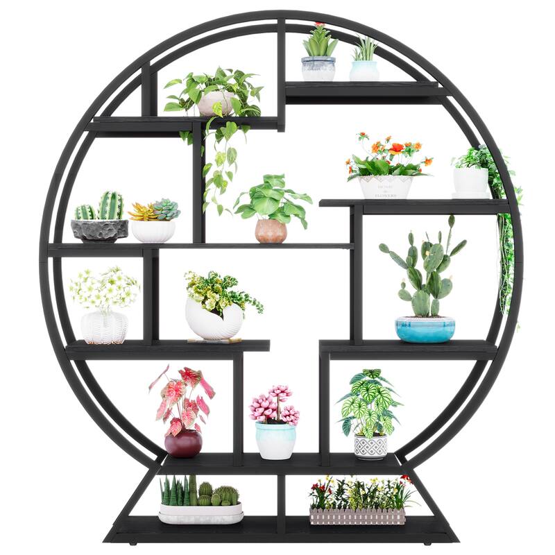Round Plant Stand, Rustic 63 Inch Potted Plants Holder Flower Rack