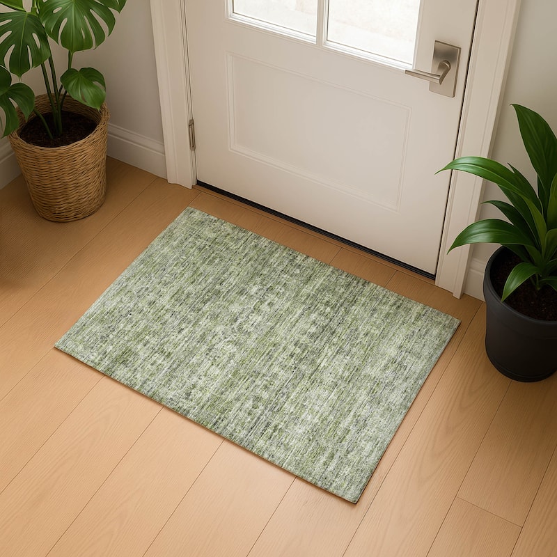 Premium Washable Super Soft Vintage Traditional Mayfield Rug - Green - 1'8" x 2'6"