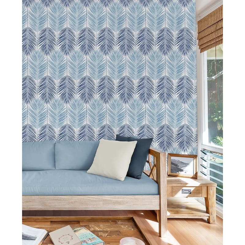 NextWall Two Toned Palm Peel and Stick Wallpaper