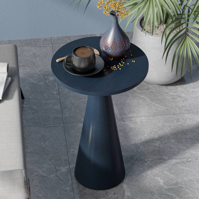 COZAYH Farmhouse Pedestal End Table, Round Martini Table Wood Plant Stand Rustic Small Drink Table for Living Room, Bedroom