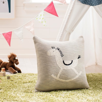 SAFAVIEH Baby Collection Tater Trot Pillow - Grey / Black - 20 " x 20"