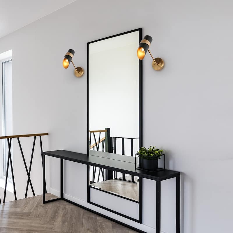 Modern Black 1-Light Swing Arm Light Hardwired or Plug-in Wall Sconces Lamps