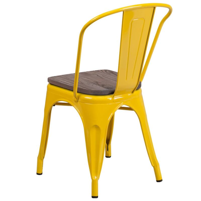 Wood Seat/ Galvanized Steel Stackable Chair (Set of 4) - 18"W x 20"D x 33"H