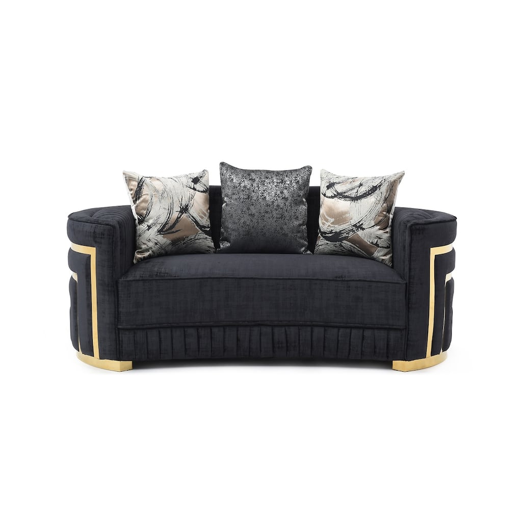 Soledad 75 in. Pillow Top Arm Polyester Straight Sofa in Black