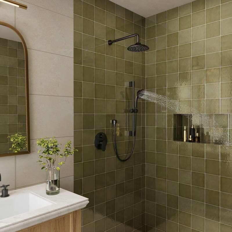 4-Spray Wall Mount Dual Fixed and Handheld Shower Head with Adjustable Slide Bar and Pressure-Balanced Valve