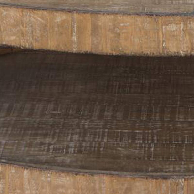 Roki Coffee Table w Shelf, 55 Inch Natural Brown Pine Wood Oval Top