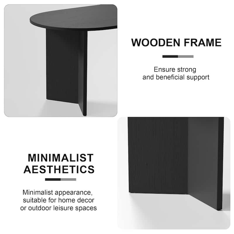 Solid Wood Farmhouse Dining Table with V-Shaped Legs and Oval Wood Top for Modern Dining Rooms & Family Gatherings