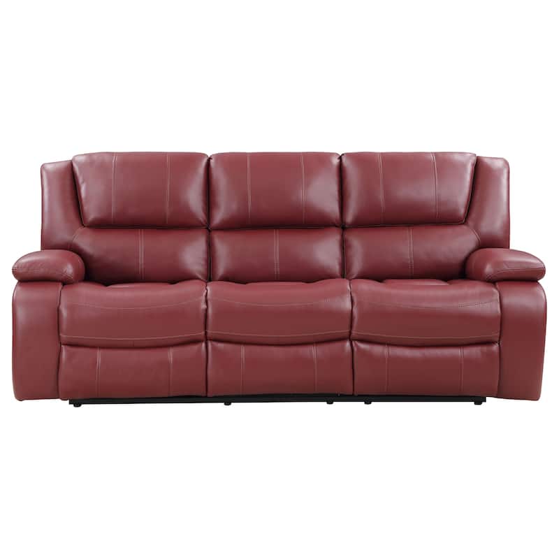 Camila Upholstered Motion Reclining Sofa Red And Black Faux Leather