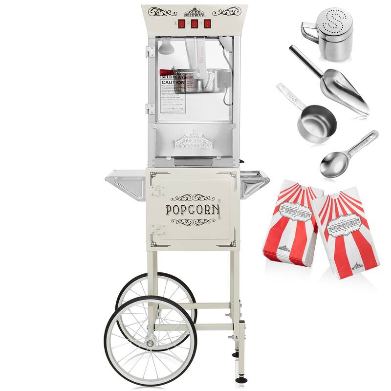 Movie TheaterStyle Popcorn Machine with Cart and 8oz Kettle