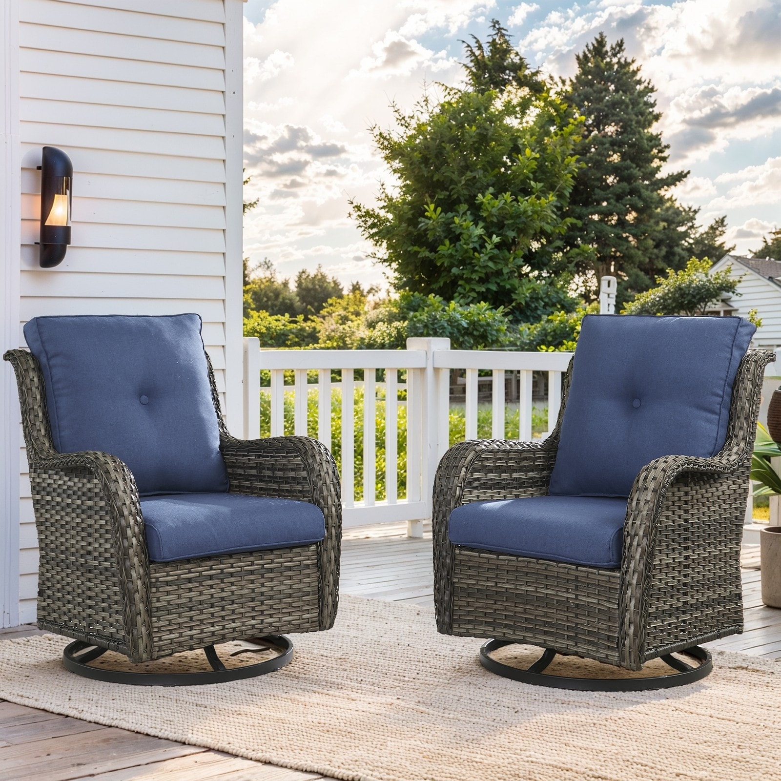 Pocassy Deep Seat Outdoor Cushions 22"x25"x4" Thick Cushions Water-Repellent Replacement Cushion Indoor & Outdoor Cushion