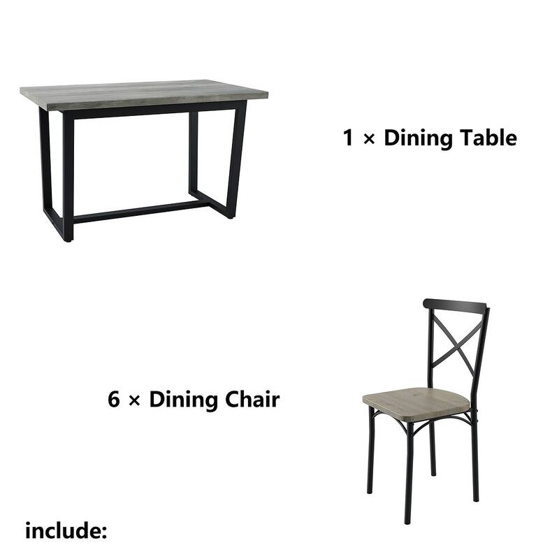 52” Dining Table Set for 6 People,7-Piece Kitchen Table Chairs Set of 6 People with 6 Chairs, Kitchen Table Set w/MDF Wood Board