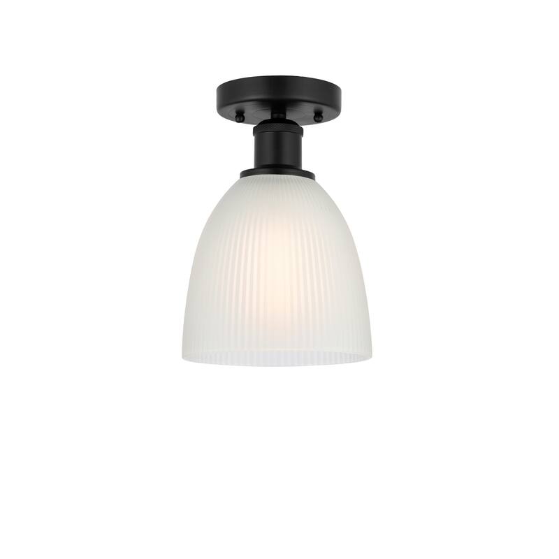 Innovations Lighting Edison Castile - 1 Light 6" Semi-Flush Mount - Matte Black/White