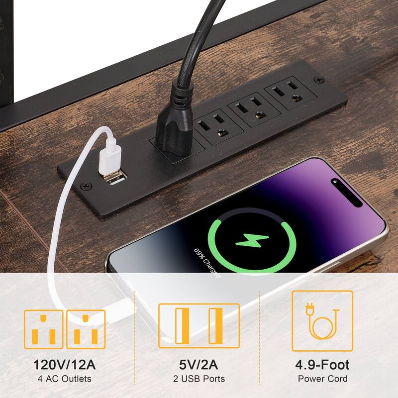 VECELO TV Stand with Mount and Power Outlet, Swivel TV Stand Mount for 32~70 inch TVs, Height Adjustable TV Entertainment Center
