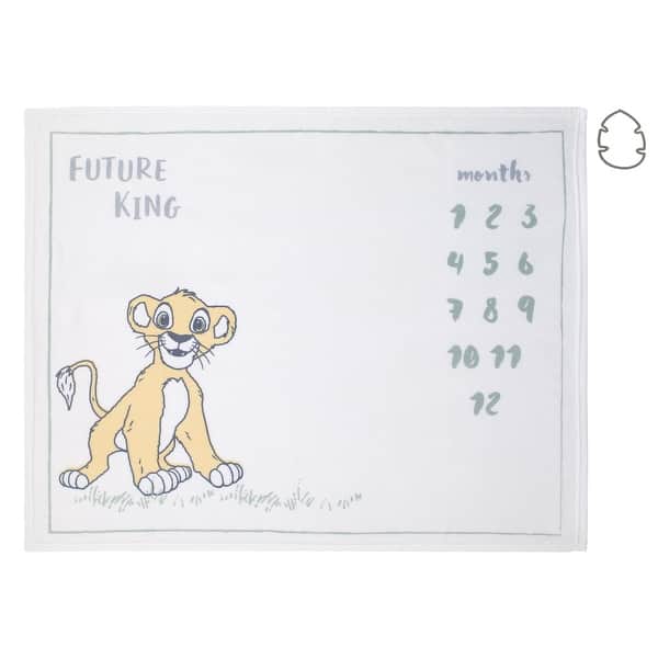 slide 2 of 5, Disney Lion King Simba White, Tan, and Grey Super Soft Milestone Baby Blanket
