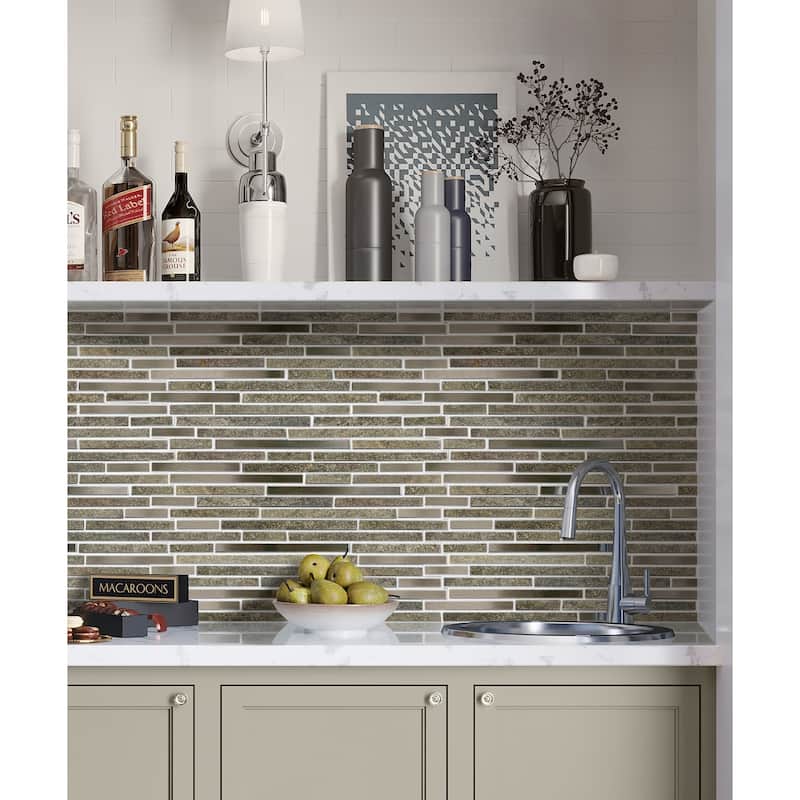 Apollo tile 12" x 12" Waterfall Polished Textured Gray Stone Metal Tile (4.83 sq ft/case) - 5 Pack