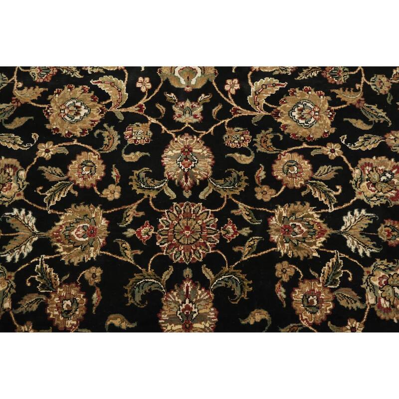 Hand Knotted Oriental 100% Wool Carpet Traditional All-Over Black Agra Area Rug - 8' 0'' X 8' 2''