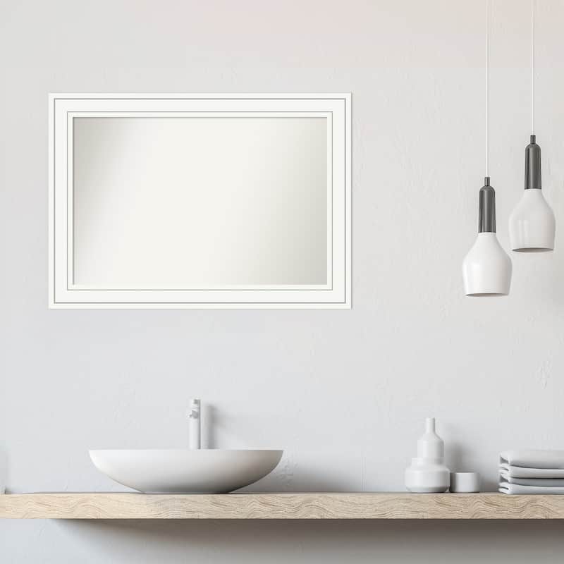 Craftsman White Framed Non-Beveled Custom Wall Mirror, Bathroom Vanity Mirror