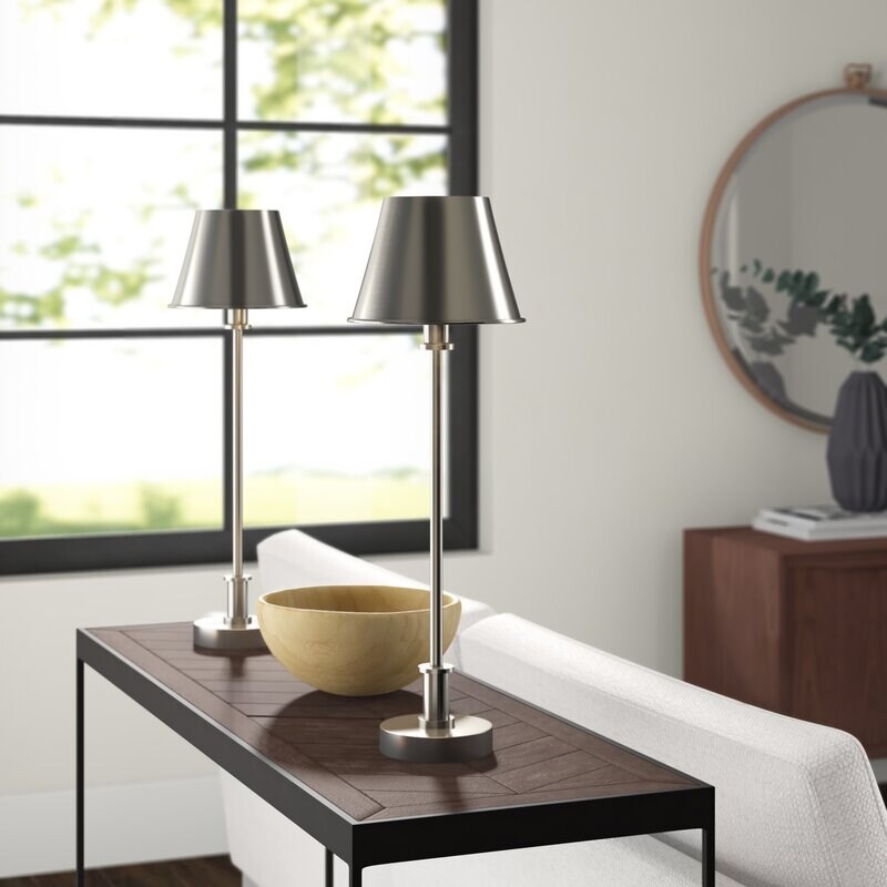 Set Of 2 Brushed Nickel Buffet Lamps With Metal Lamp Shades 24 1 2 Inch Tall Overstock 29966274 Shop new and trending varieties of buffet lamp shades at ballard designs. set of 2 brushed nickel buffet lamps with metal lamp shades 24 1 2 inch tall