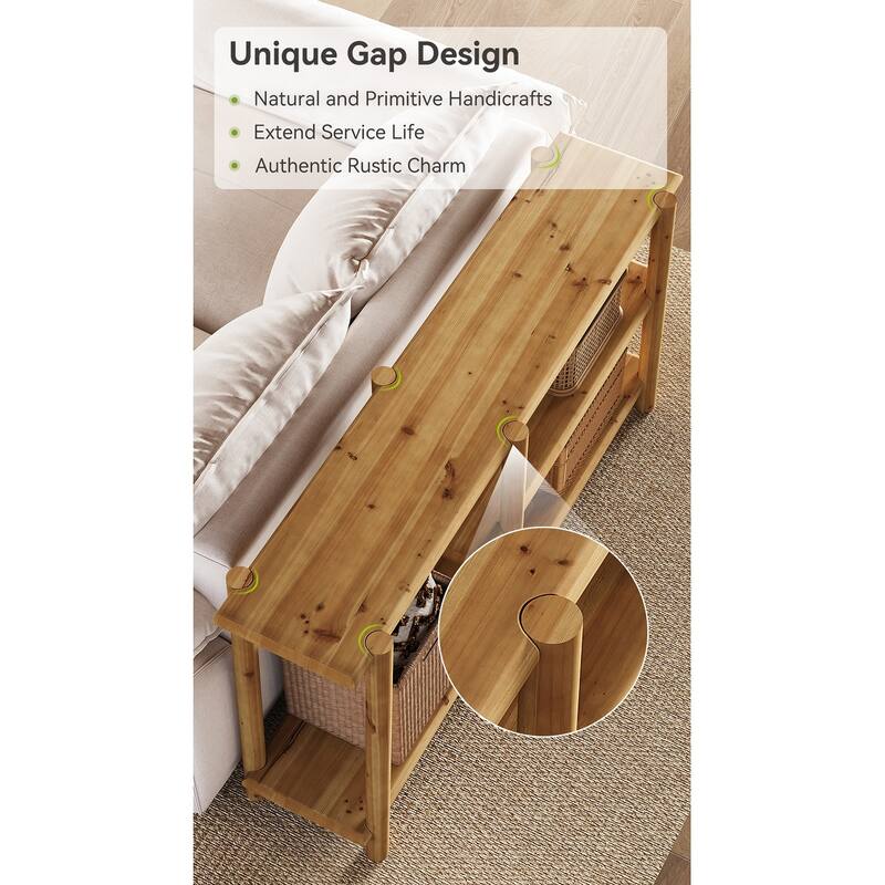 Narrow Solid Wood Console Table, 62.99-Inch Long Farmhouse Solid Wood Console Table