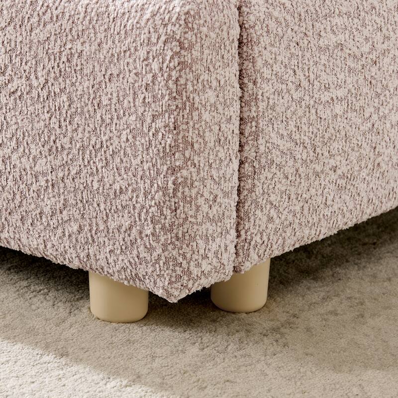 King Size Upholstered Bed Frame, Modern Minimalist Style with Tall Curved Headboard, Premium Circle Yarn Fabric